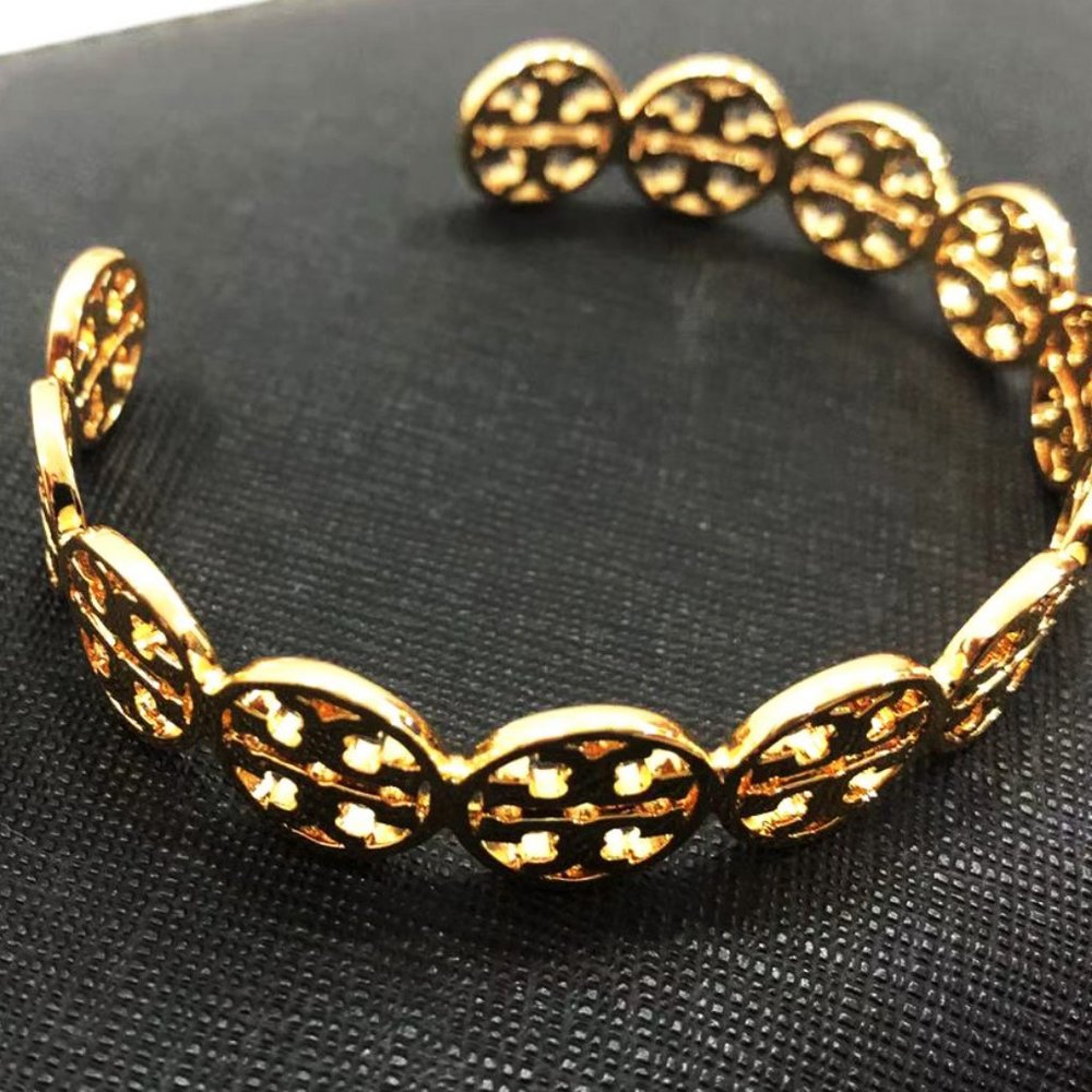 Tory Burch Gold Logo Link Cuff Bracelet